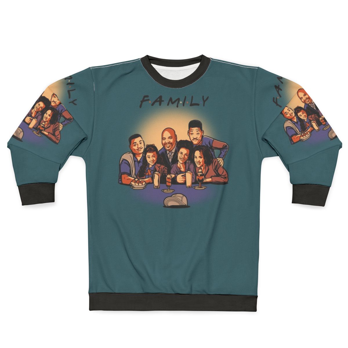 Classic "Fresh Prince of Bel Air" Family Sweatshirt featuring characters from the 90s TV sitcom
