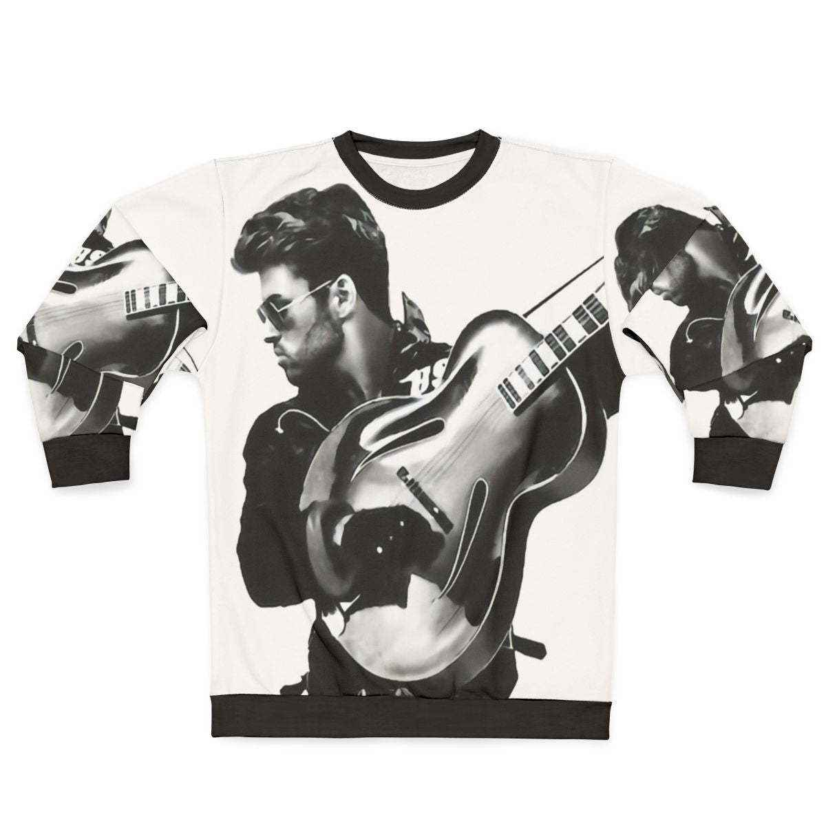 Vintage Faith George Musician Sweatshirt with Guitar Print