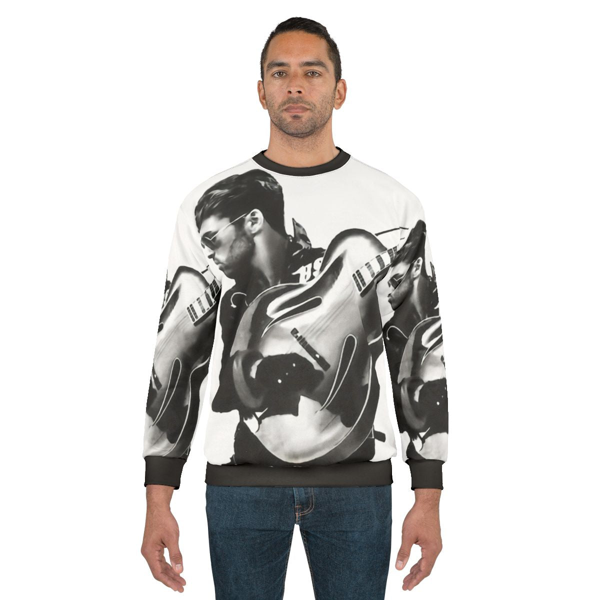 Vintage Faith George Musician Sweatshirt with Guitar Print