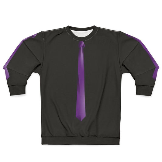 Fake Purple Tie Graphic Sweatshirt