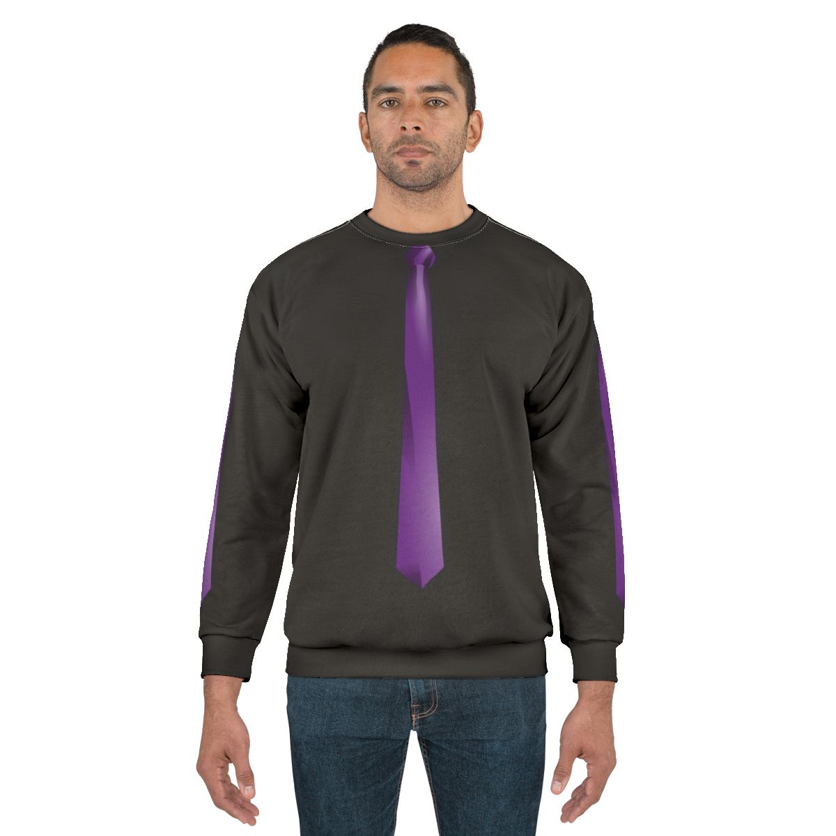 Fake Purple Tie Graphic Sweatshirt