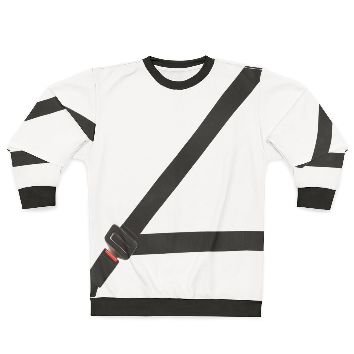 Fake seatbelt sweatshirt for safety and style