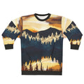 Fall sunset landscape graphic design on a comfortable sweatshirt