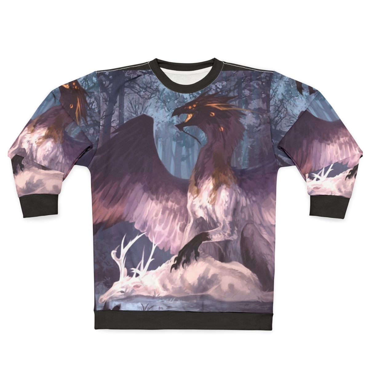 Dark fantasy fallen angel sweatshirt with mythological creatures