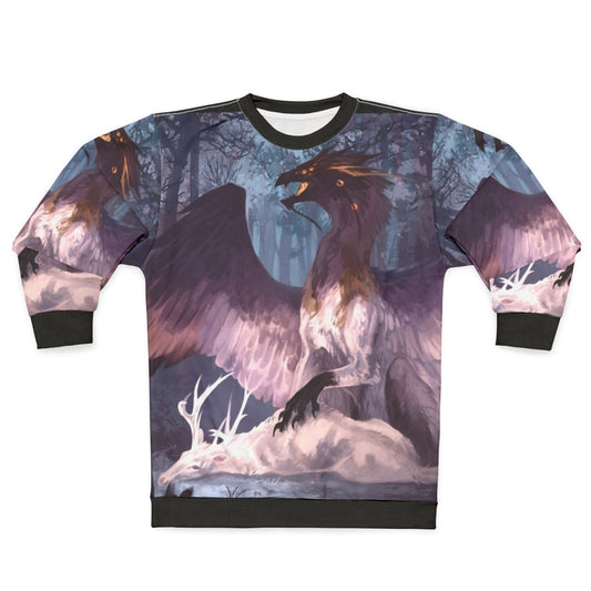 Dark fantasy fallen angel sweatshirt with mythological creatures