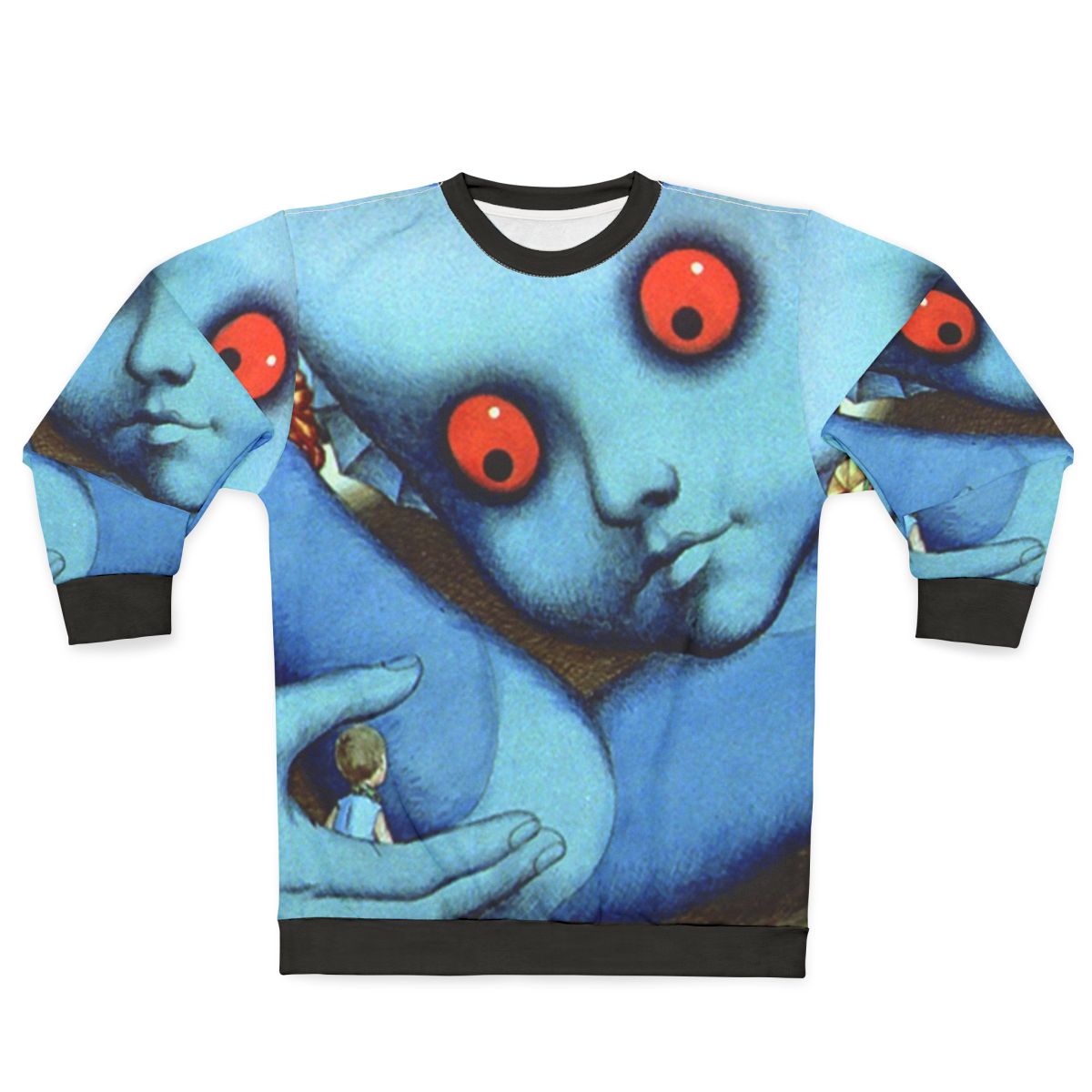 Psychedelic cartoon sweatshirt featuring imagery from the classic French film Fantastic Planet