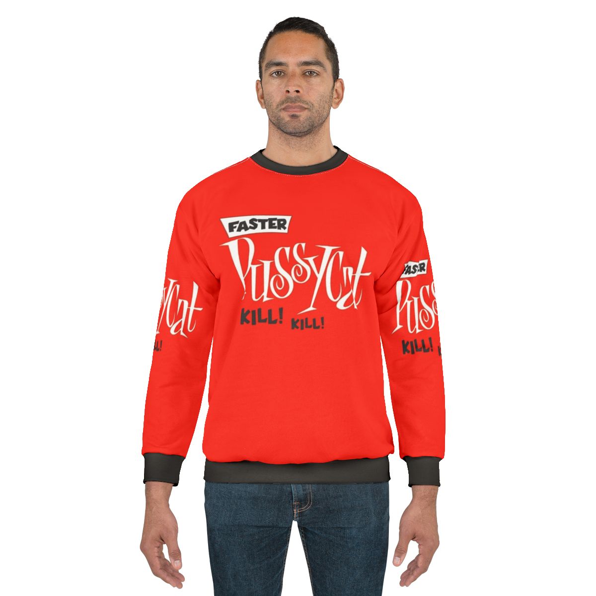 Retro Faster Pussycat Kill Kill Sweatshirt featuring Tura Satana in a classic 1960s b-movie style