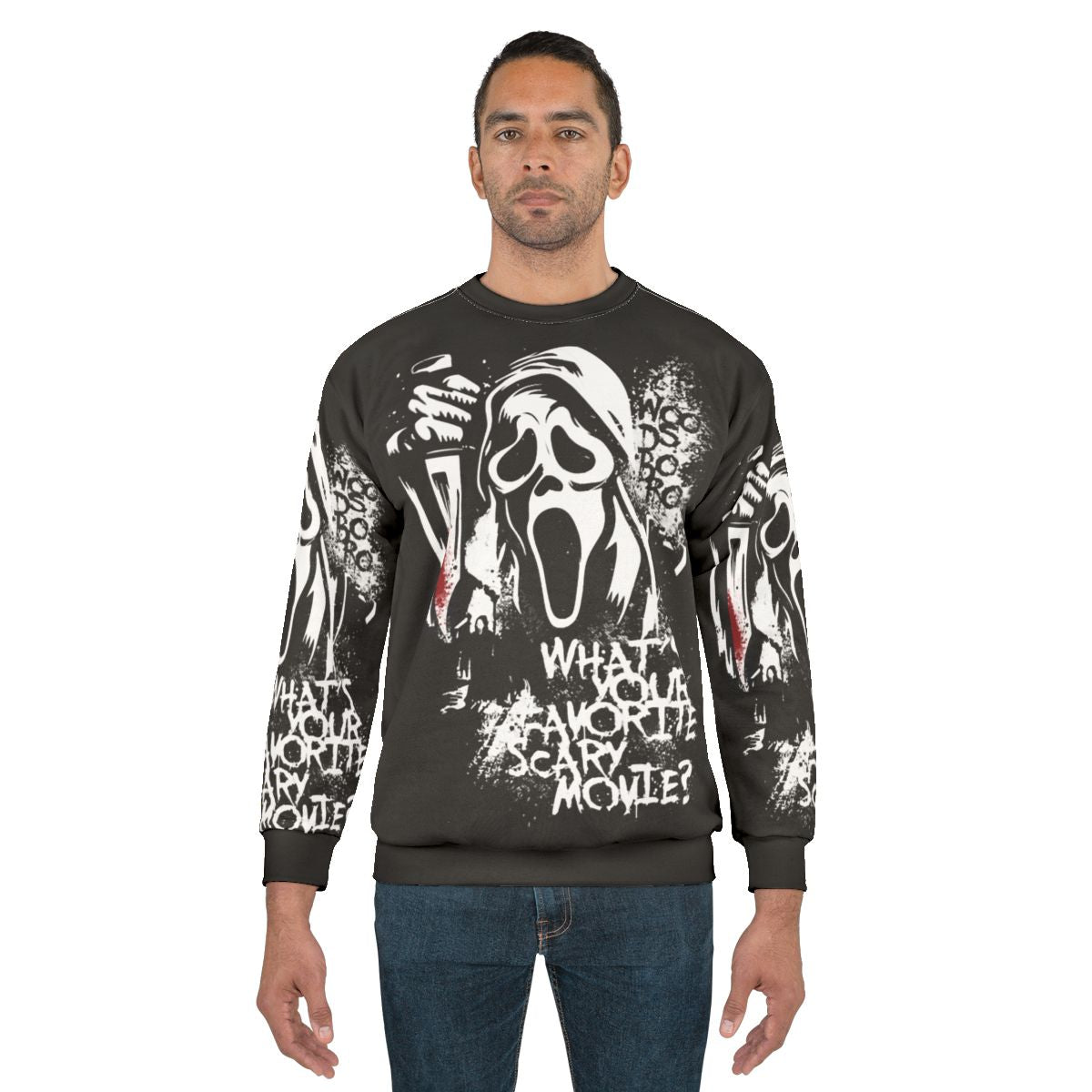 Favorite Scary Movie Sweatshirt with Ghostface Design