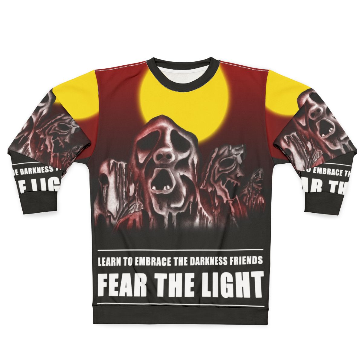 SCP 001 "When Day Breaks" horror-themed sweatshirt design