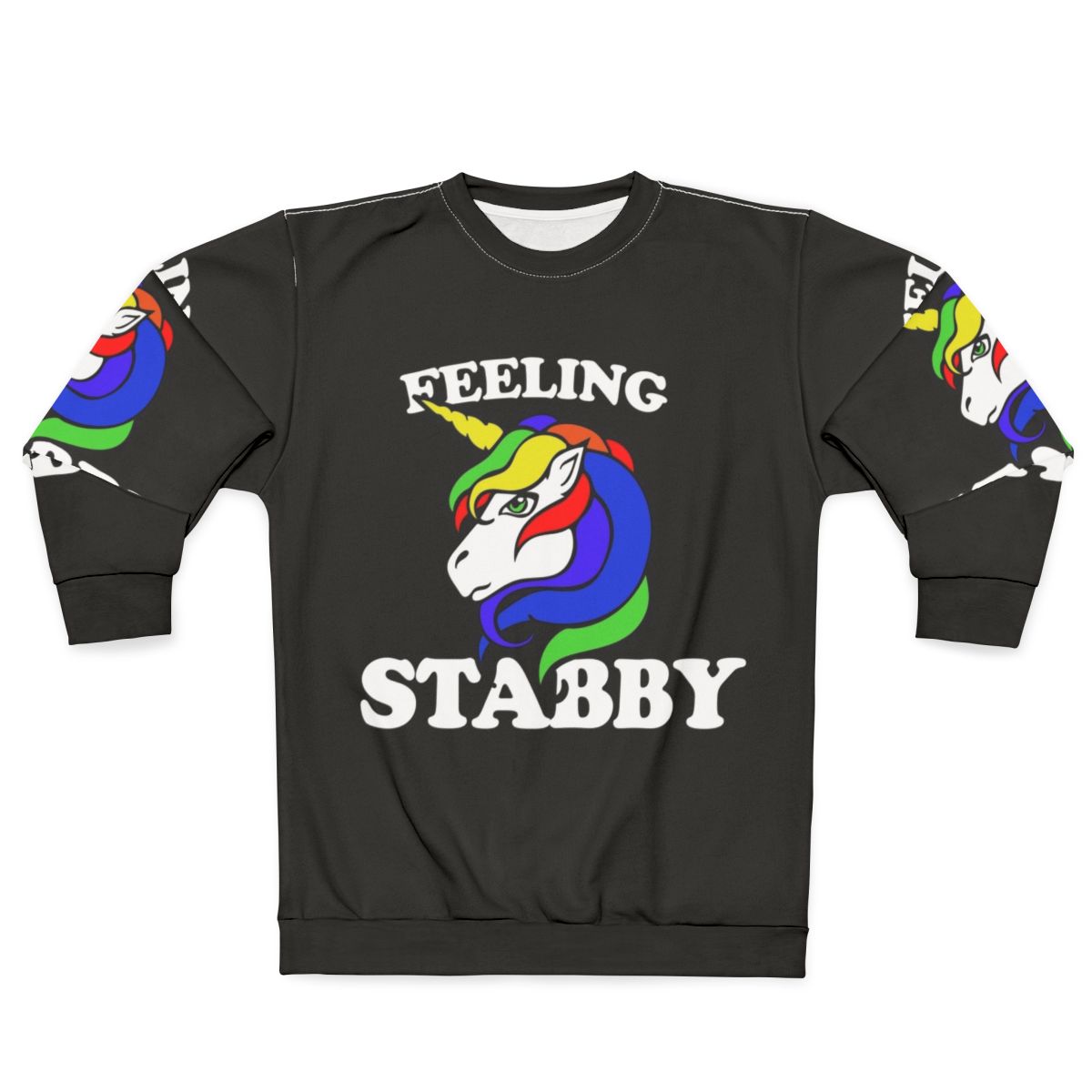 Feeling Stabby Unicorn Retro Rainbow Sweatshirt