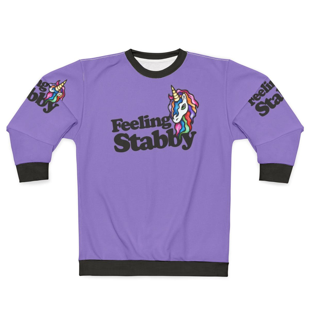 Feeling Stabby Unicorn Sweatshirt with Retro Rainbow Design