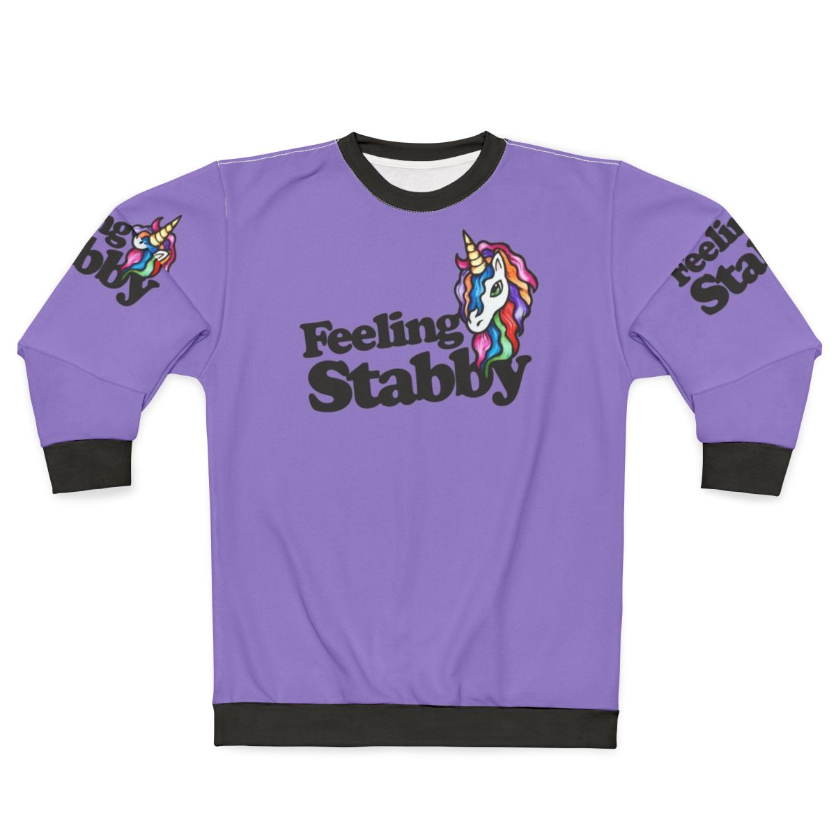 Feeling Stabby Unicorn Sweatshirt with Retro Rainbow Design