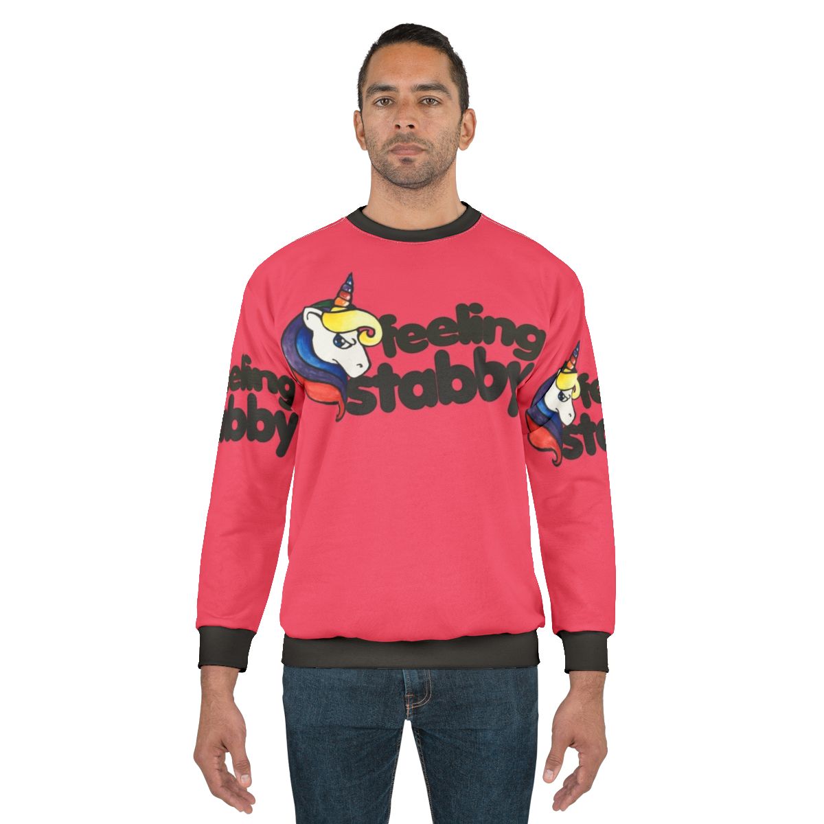 Feeling Stabby Retro Rainbow Unicorn Sweatshirt