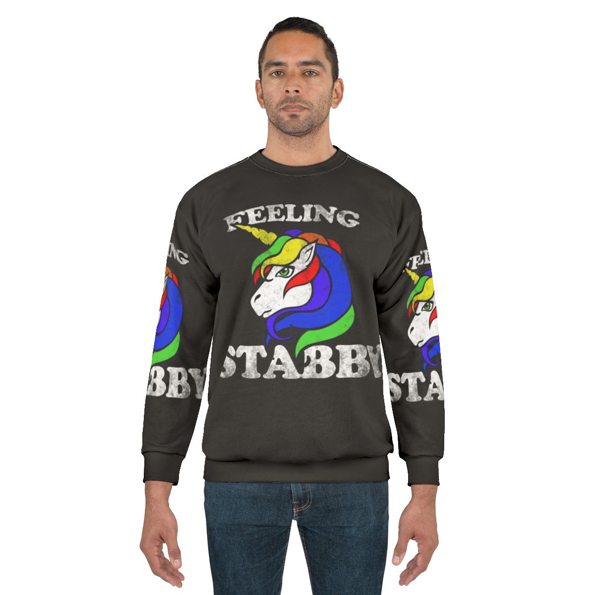 Retro feeling stabby unicorn sweatshirt