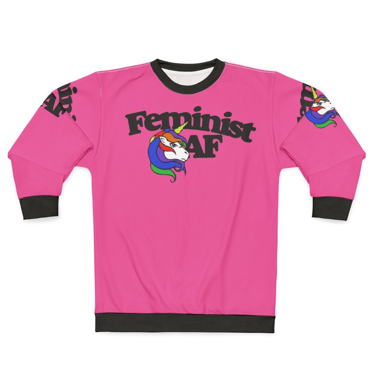 Feminist sweatshirt with unicorn and rainbow design