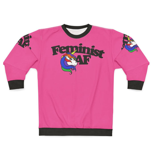 Feminist sweatshirt with unicorn and rainbow design