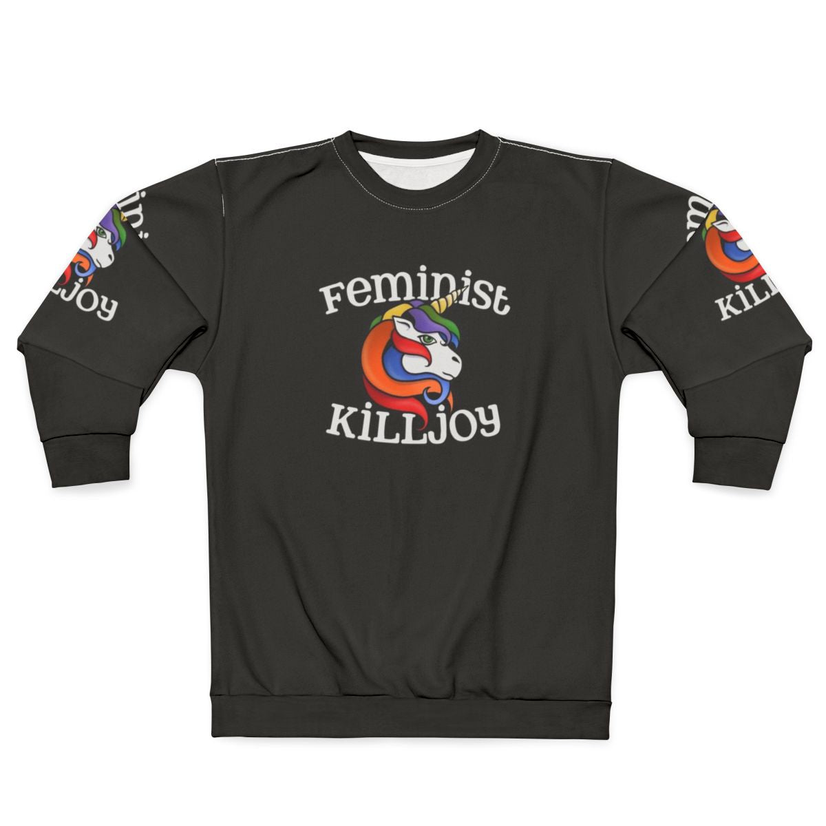 Feminist Killjoy Sweatshirt with Cute Unicorn and Rainbow Design