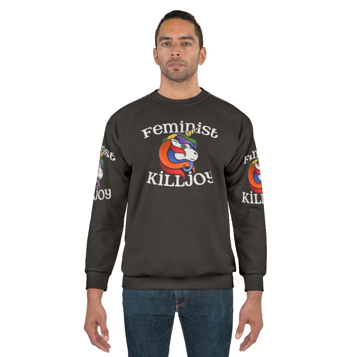 Feminist Killjoy Sweatshirt with Cute Unicorn and Rainbow Design