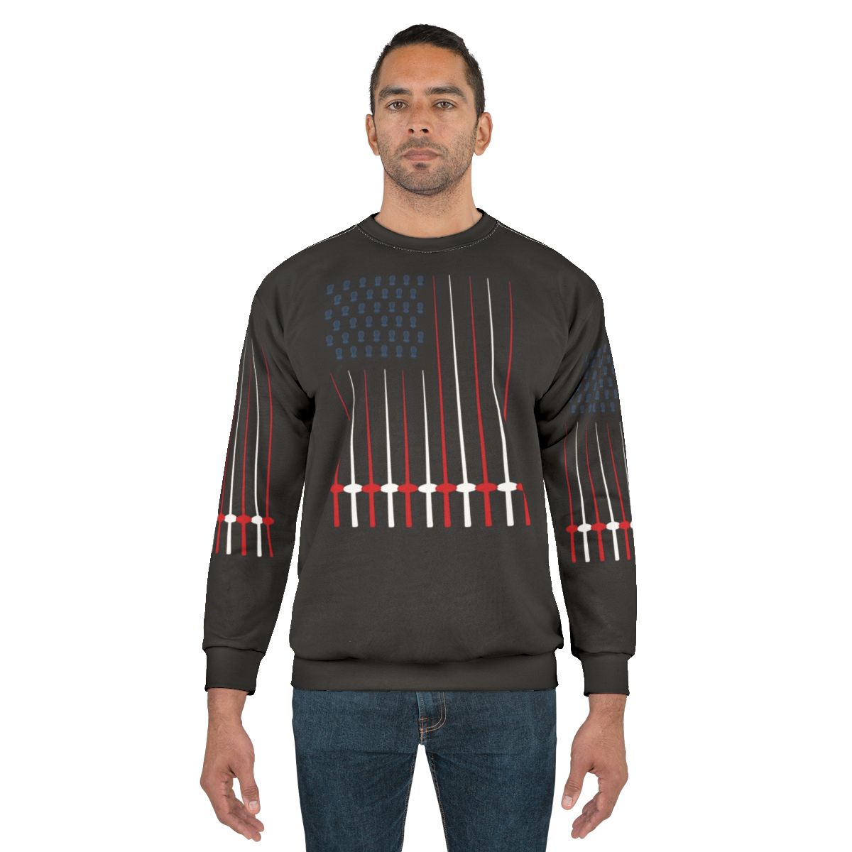 Patriotic fencing USA flag sweatshirt