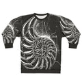 Sweatshirt featuring a nautilus shell with the Fibonacci sequence
