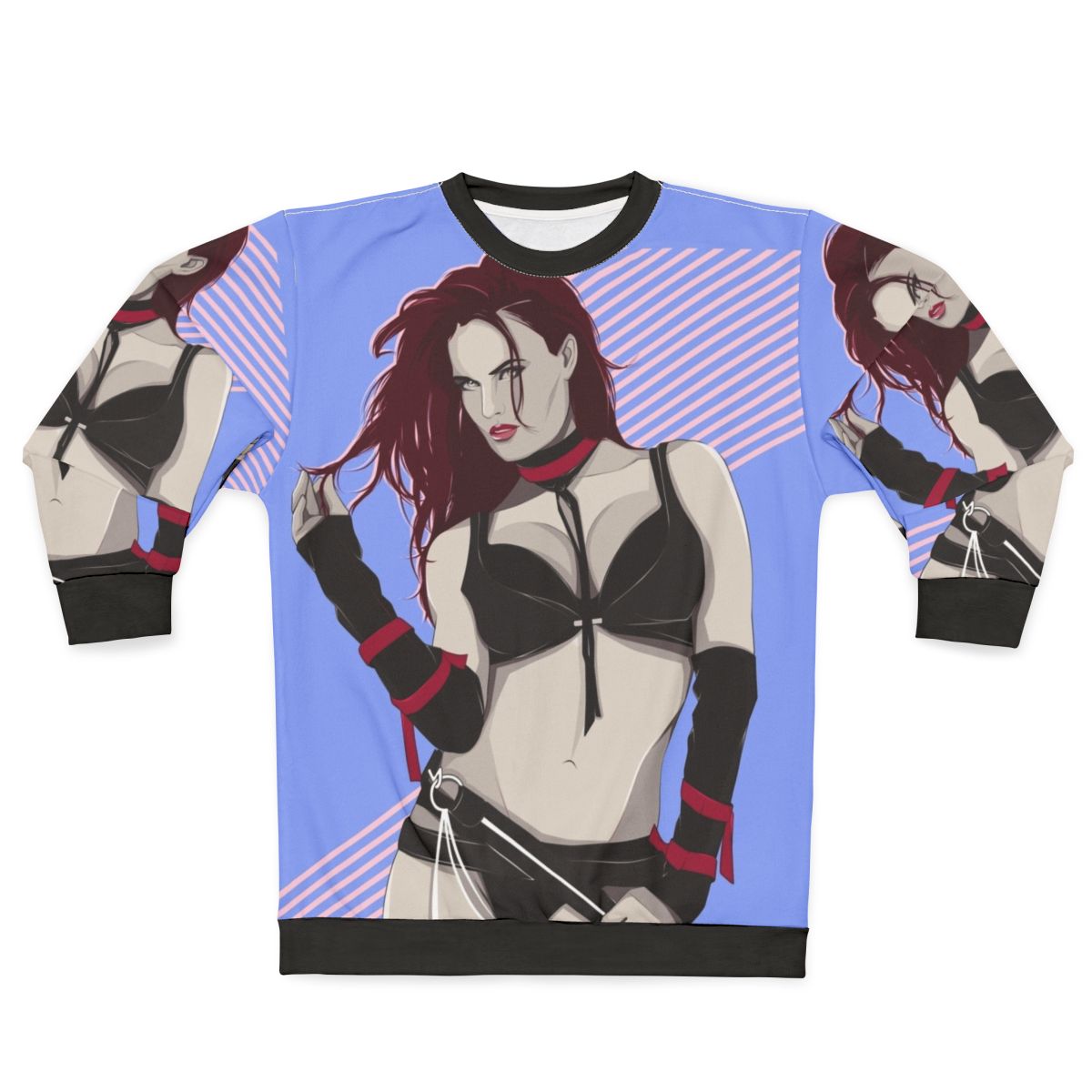 Fiery Diva Sweatshirt - Female Wrestling Pop Art Digital Illustration