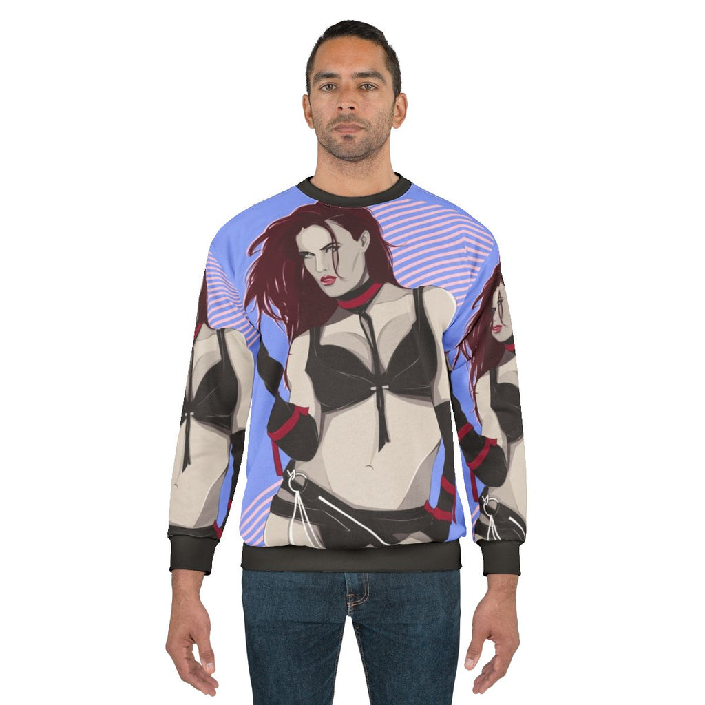 Fiery Diva Sweatshirt - Female Wrestling Pop Art Digital Illustration
