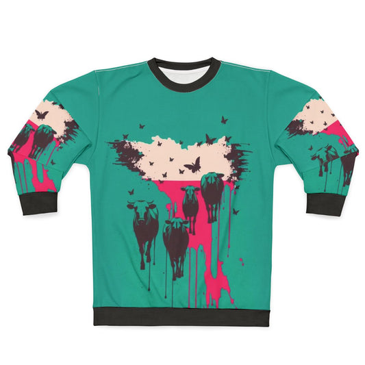 Rebel cows fighting for freedom on a sweatshirt