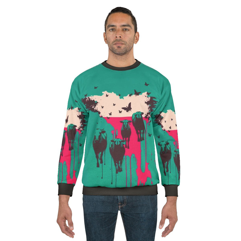Rebel cows fighting for freedom on a sweatshirt