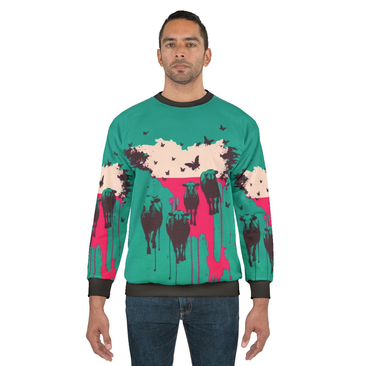 Rebel cows fighting for freedom on a sweatshirt