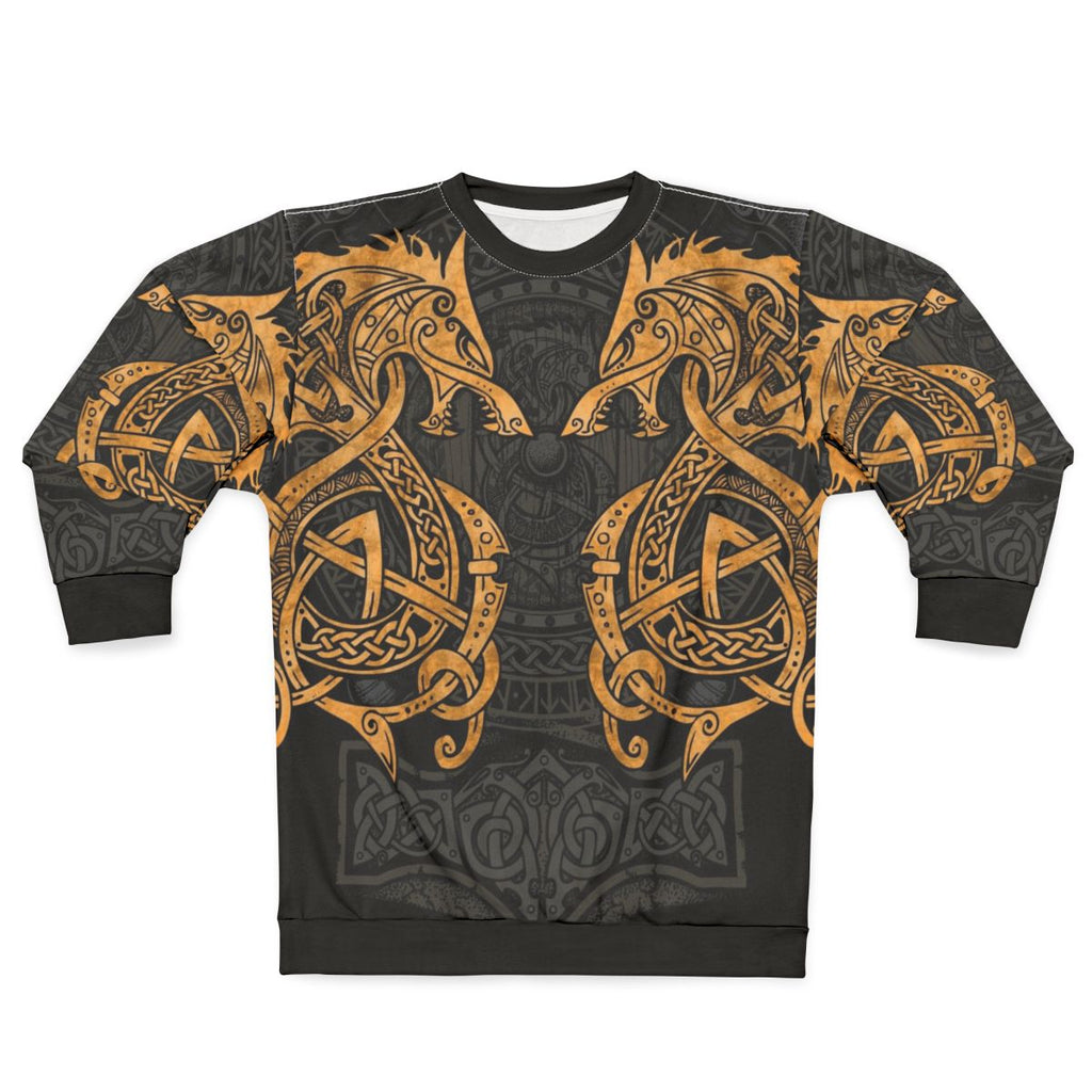 Fighting Fenrir Nordic Wolf Printed Sweatshirt