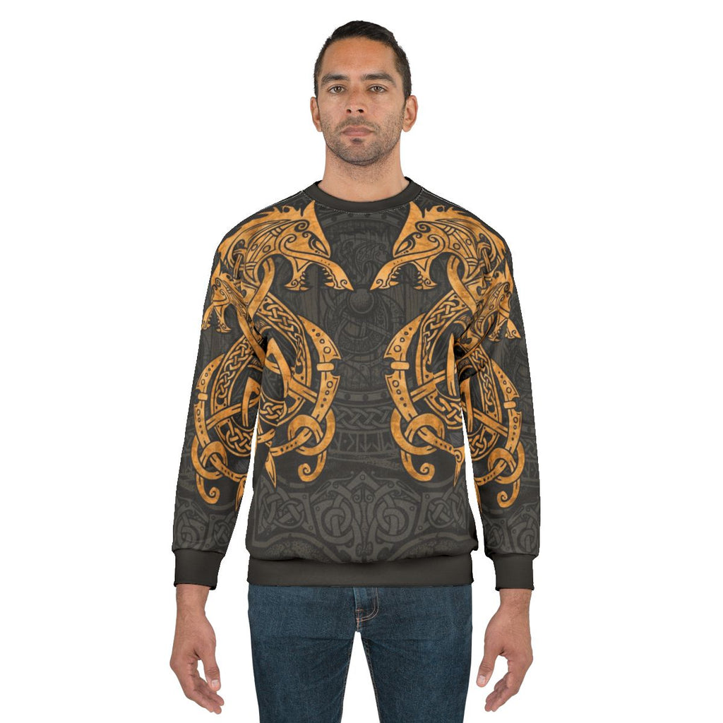 Fighting Fenrir Nordic Wolf Printed Sweatshirt