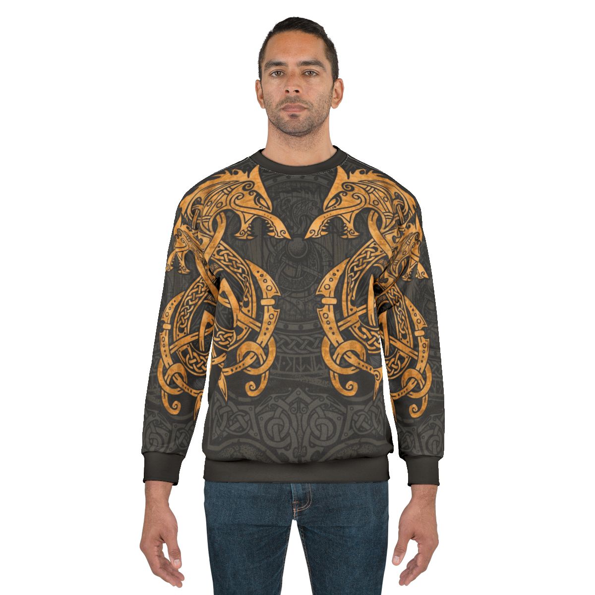 Fighting Fenrir Nordic Wolf Printed Sweatshirt