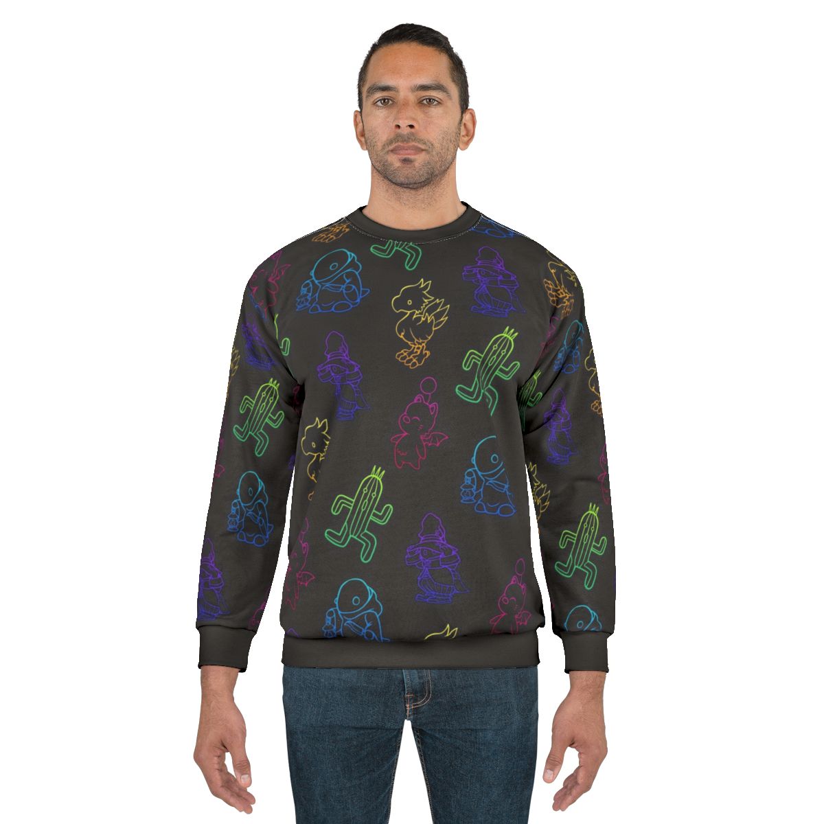 Final Fantasy Lineart Cactuar Neon Sweatshirt