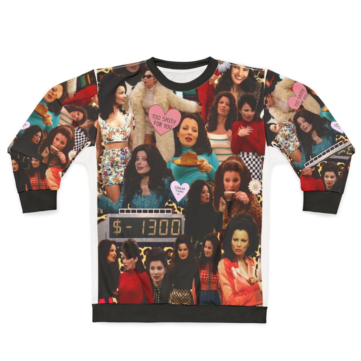 Fine Fran Sweatshirt featuring a collage of characters from the 90s TV show "The Nanny"