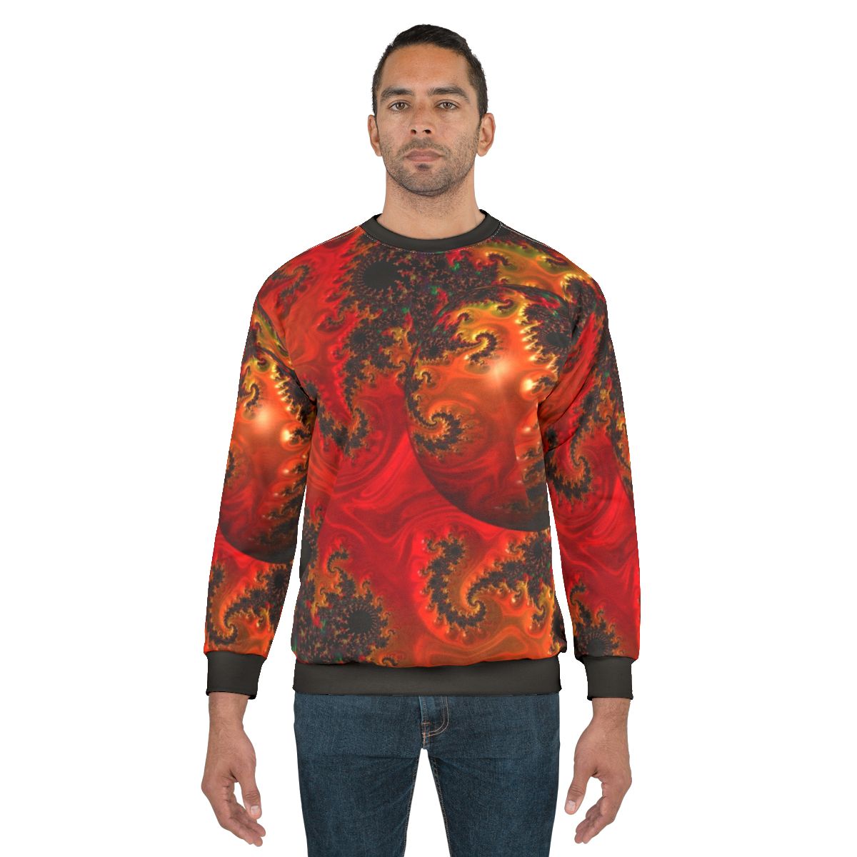 Vibrant Mandelbrot fractal sphere sweatshirt