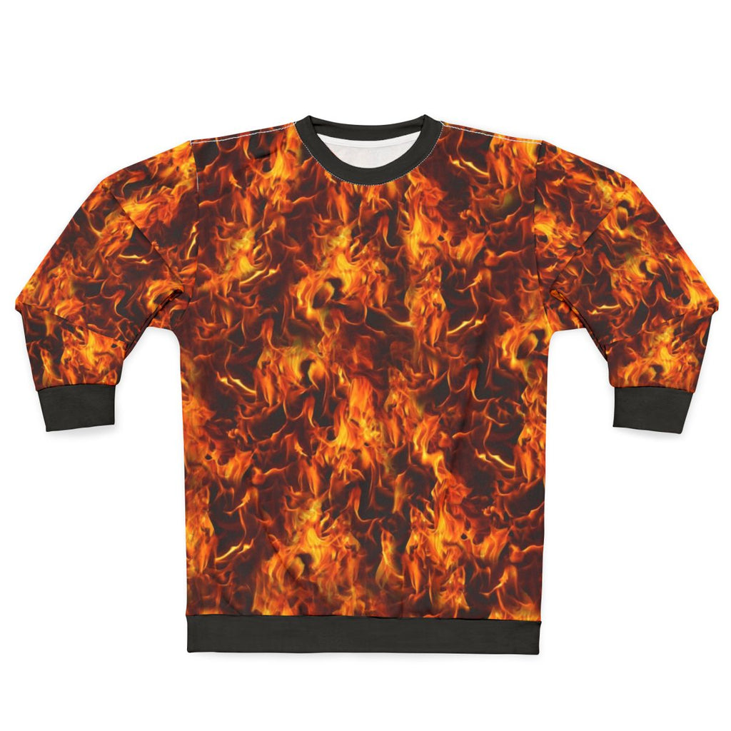 Fiery pattern sweatshirt with flames design