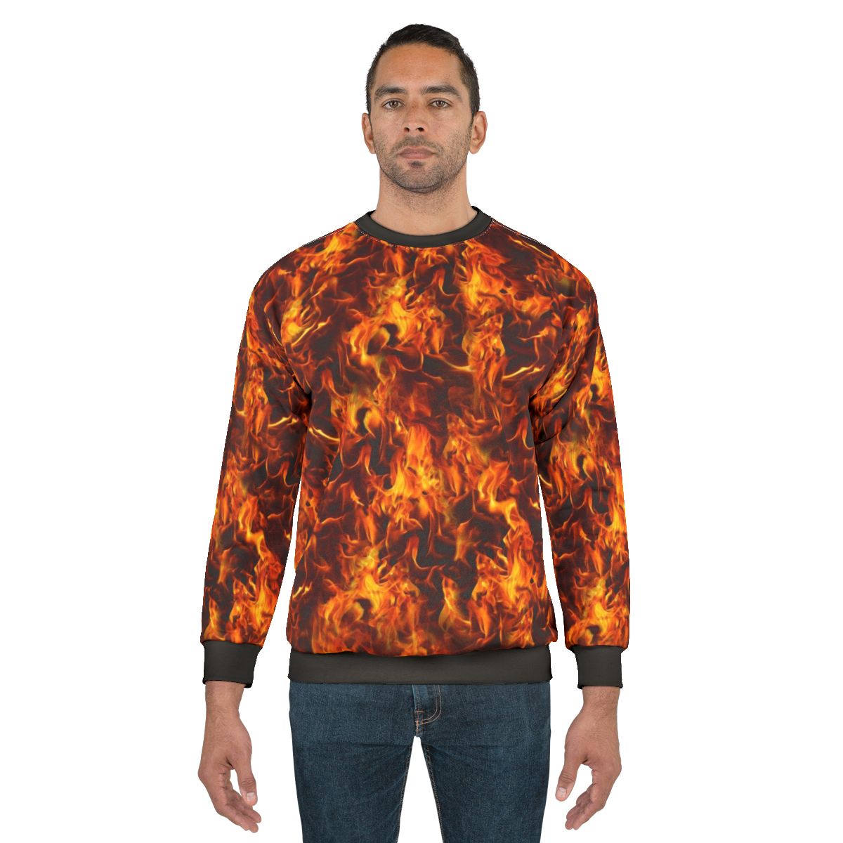 Fiery pattern sweatshirt with flames design