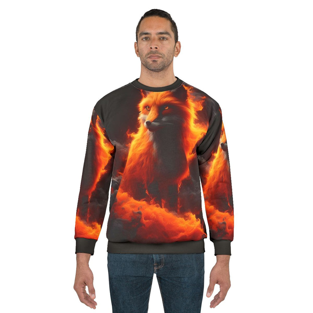 Fiery Firefox Sweatshirt with Vibrant Abstract Wildlife Design