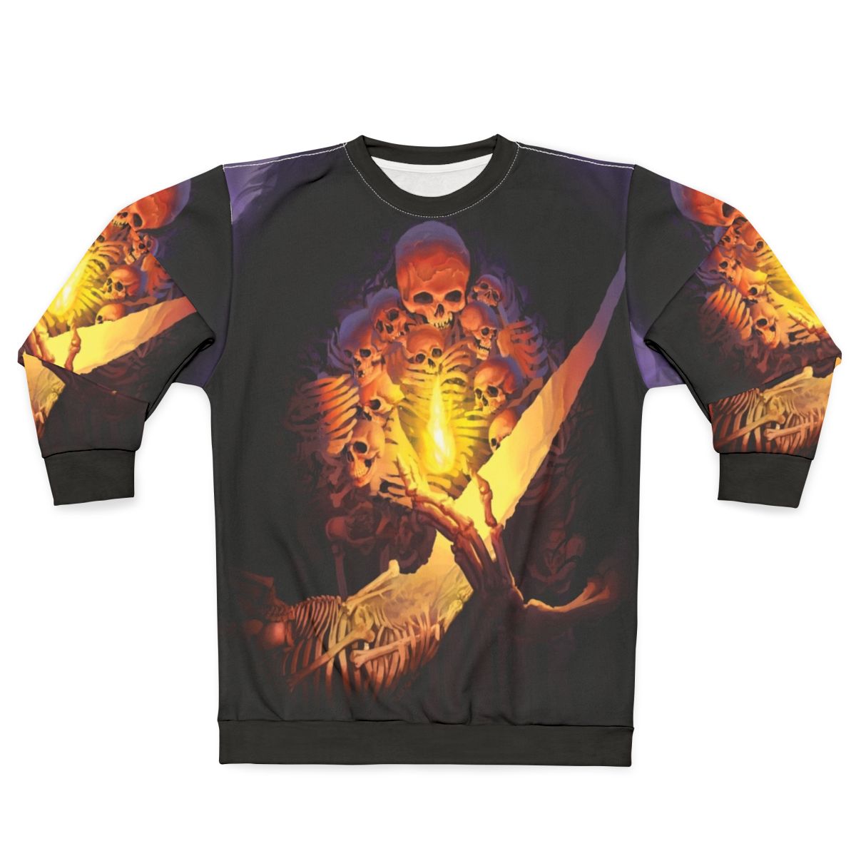 Dark Souls inspired "First Of The Dead" sweatshirt featuring a gothic skull and skeleton design