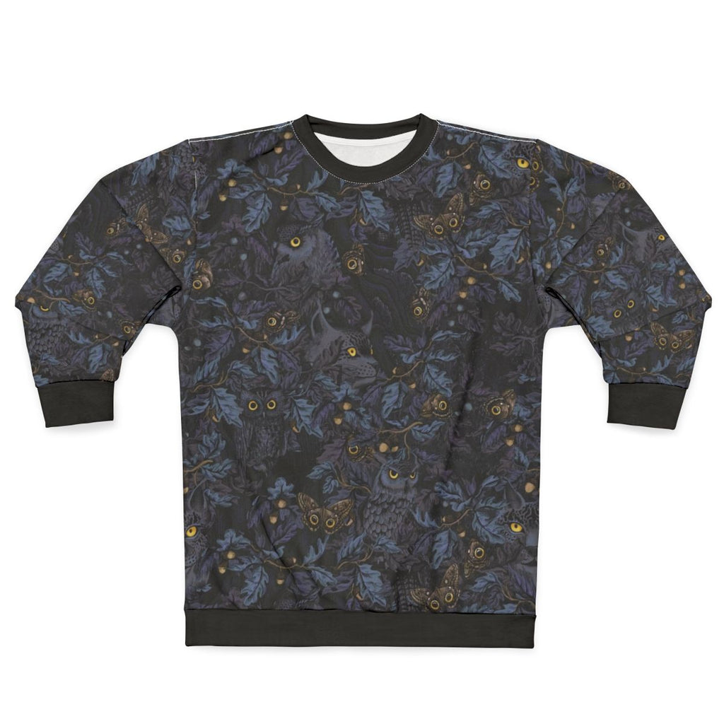 Moonlight blue sweatshirt with autumn leaves and camouflage pattern