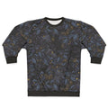 Moonlight blue sweatshirt with autumn leaves and camouflage pattern
