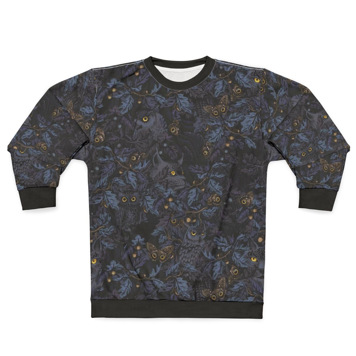 Moonlight blue sweatshirt with autumn leaves and camouflage pattern