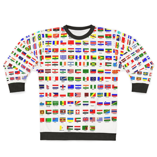 Sweatshirt featuring flags of countries around the world