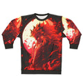 Flame Slayer Demon Sweatshirt with Rengoku Anime Inspired Graffiti Design