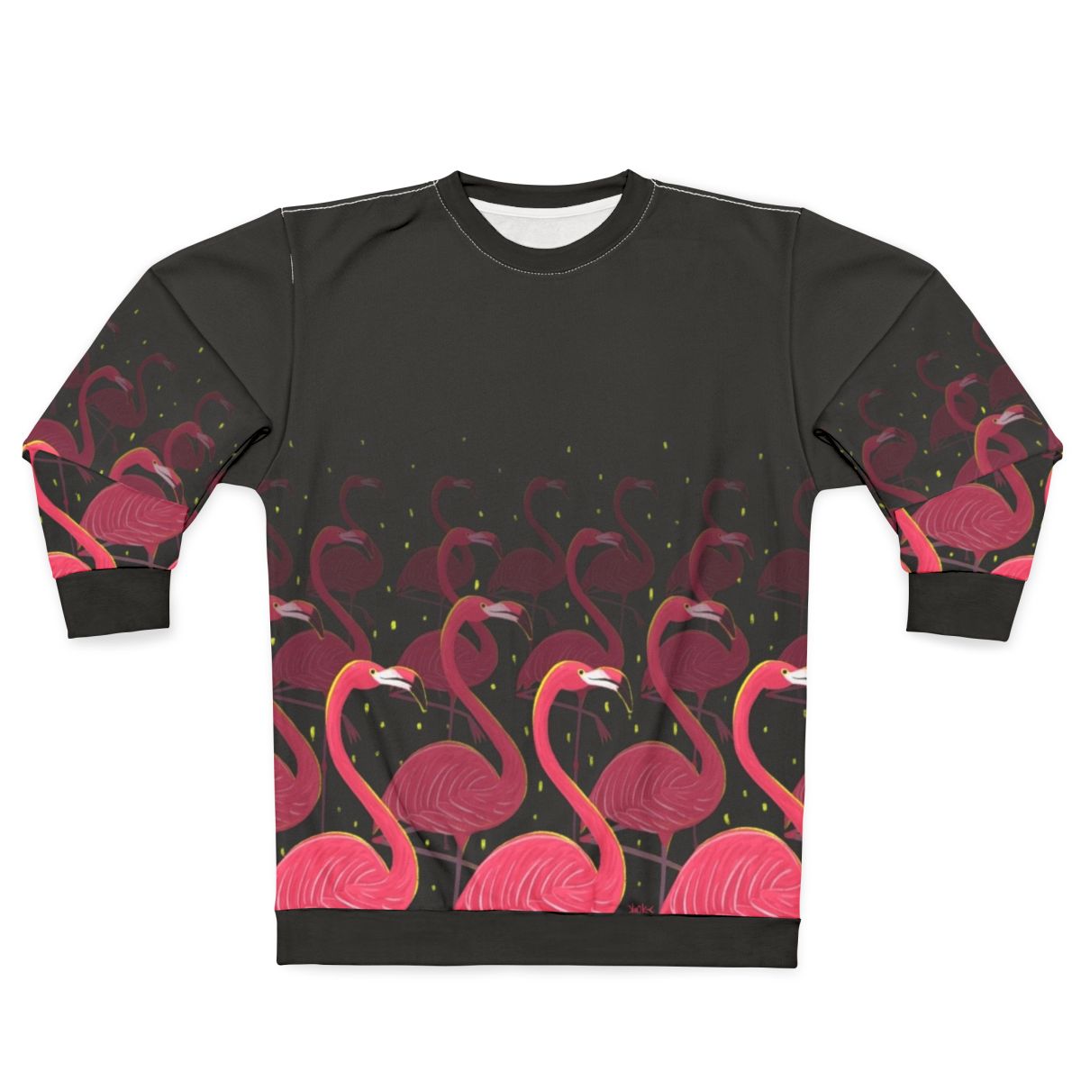 Flamingo March Sweatshirt with Pink Bird Pattern