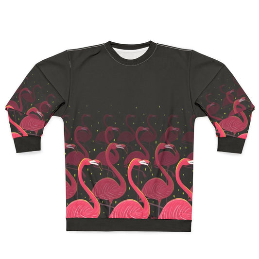 Flamingo March Sweatshirt with Pink Bird Pattern