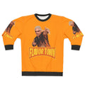 Guy Fieri "Flavor Town USA" graphic printed on a red and white sweatshirt