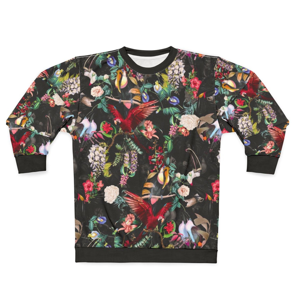 Floral and bird printed sweatshirt