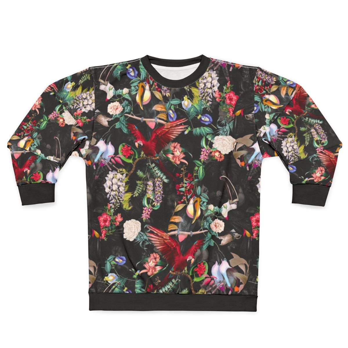 Floral and bird printed sweatshirt