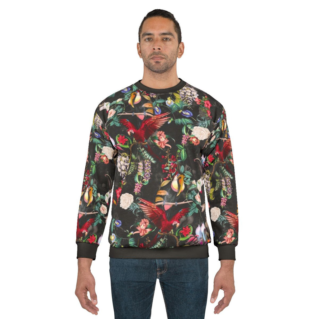 Floral and bird printed sweatshirt